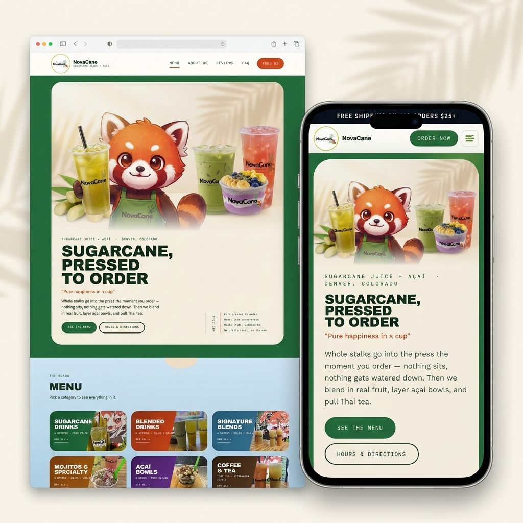The NovaCane site built by CBR Design, shown on desktop and on a phone